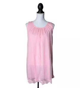 Vintage 60er Babydoll Nachthemd Medium transparent doppellagig Spitze rosa kokett Mod GoGo - Bild 1 von 5