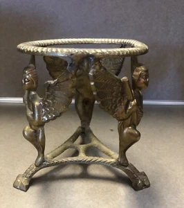 Brass Angel candle holder 4” round  4.5” High - Picture 1 of 4