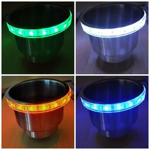 RGB LED Stainless Steel Cup Holder Light Ring for Boats/RV/ATV - Color Changing - Bild 1 von 10