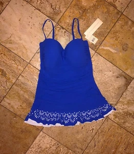 Profile by Gottex Royal Blue Enchantment Bandeau One-Piece Swimdress NWT - Picture 1 of 12