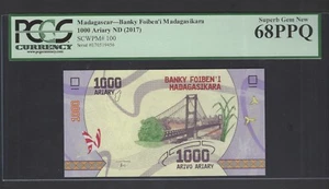 Madagascar 1000 Ariary ND(2017) P100 Uncirculated Grade 68 - Picture 1 of 2