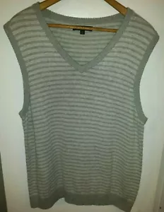 Express Design Studio grau/weiß Nadelstreifen horizontal ärmellos Pullover Weste L - Bild 1 von 9