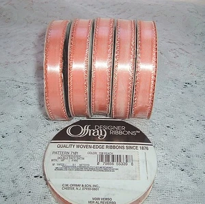 6 rollos de cintas de diseñador Offray 3/8" x 10 yardas #720 melocotón - Imagen 1 de 1
