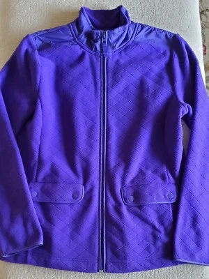 TALBOTS Purple Fleece Quilted Zipper Jacket ~ Small ~ New w/ Tag! Retail: $89.50 - Image 1 of 4
