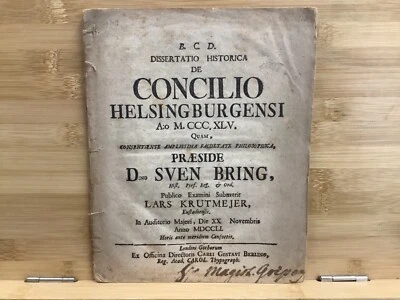 1751 Dissertatio Historical De Consilio Helsingburgensi Sven Lagerbring - Image 1 of 4