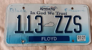 Kentucky License Plate 113ZZS 2020 Floyd Bluegrass Man Cave Garage Tag Decor - Picture 1 of 2