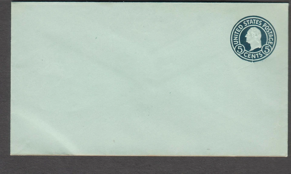 unmailed 5 Washington stamped envelope cover blue/break in design bottom center - Image 1 of 1