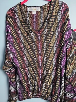 Vtg Brenda French Hand Loomed  2 Pc sweater Skirt set Multi Color 1 Sz Fits Most - Image 1 of 4