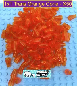 Lego 1x1 Trans Orange Kegel ohne Top Groove X50 - Bild 1 von 1