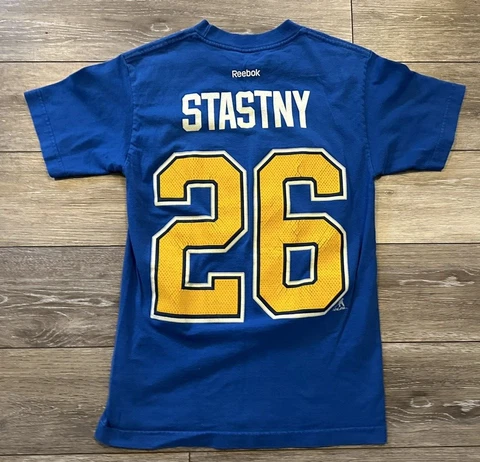 St Louis Blues Reebok Hockey Paul Stastny #26 Jersey Shirt Men's Size Small Cover