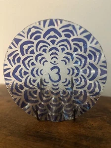 8" Fused Glass Bowl / Salad Bowl / Soup Bowl - Third Eye Chakra Blue - Picture 1 of 4