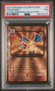 PSA 7 - 2021 Pokemon Celebrations UPC CHARIZARD Gold Metal #4 (0474) - Picture 1 of 2