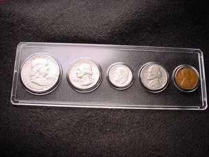 1949-S SAN FRANCISCO 5 COIN MINT SET GREAT 90% SILVER KEY DATE COINS!! #9 - Picture 1 of 7