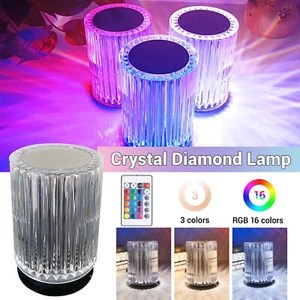 LED RGB DE Diamond Atmosphere Touch Crystal Lamp Night Light Table Lamp D6Z7 - Picture 1 of 12