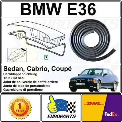 BMW E36 3-Series Rubber Trunk Seal Weatherstrip for Coupe / Sedan / Convertible - Image 1 of 4