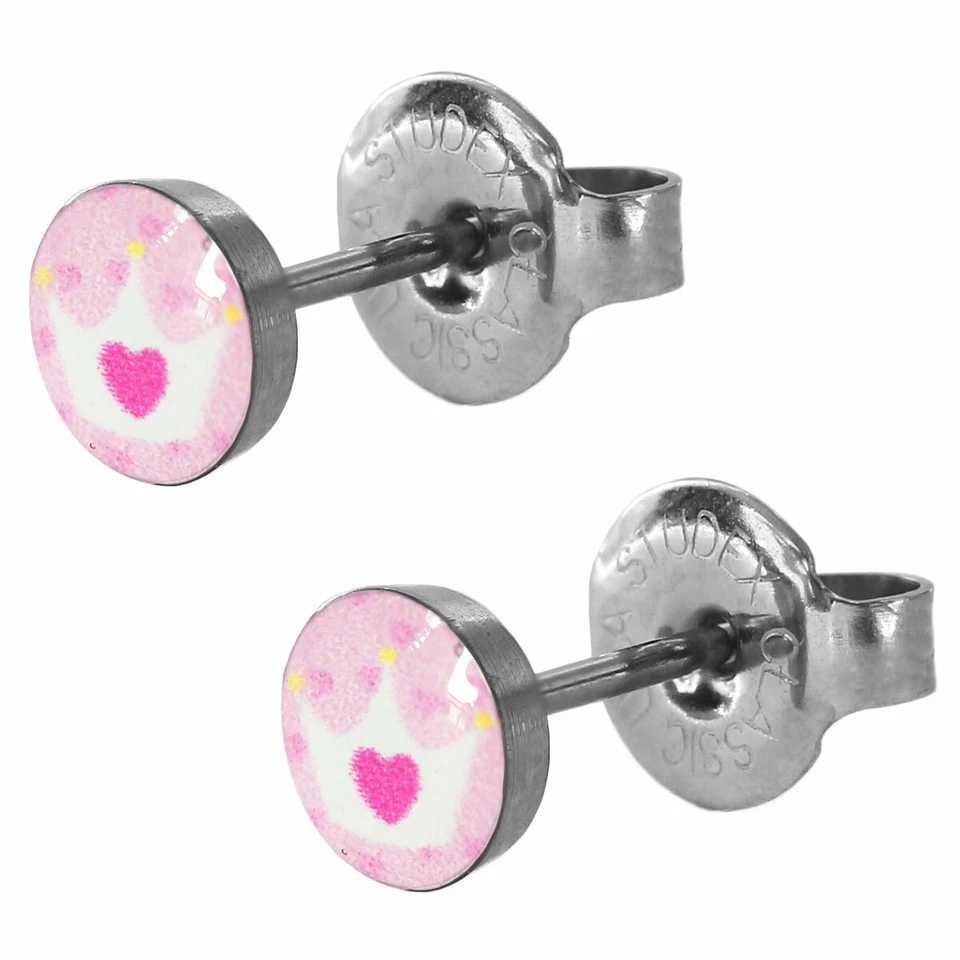 1 Paar Ohrringe Chirurgenstahl Ohrstecker mit Herzkrone Studex Sensitive - Bild 1 von 4