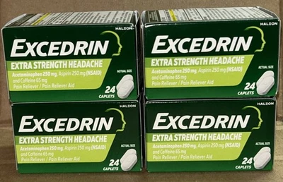 4x Excedrin Extra Strength Headache. 24 Caplets Each Box. - Image 1 of 4