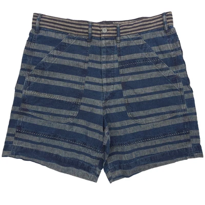 Shorts Deck Masculino RRL Duplo RL Gavin Desbotado Azul Índigo Mescla de Linho Tamanho 32 - Imagem 1 de 4