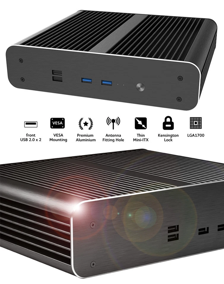 Akasa Euler CTX Thin-ITX Gehäuse (Intel LGA1700, A-ITX60-S1B) - Bild 1 von 1