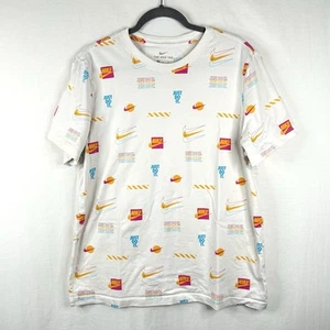 Nike NSW Brandmarks Printed Just Do It T Shirt Mens Size Large DB6176-100 AOP - Picture 1 of 7