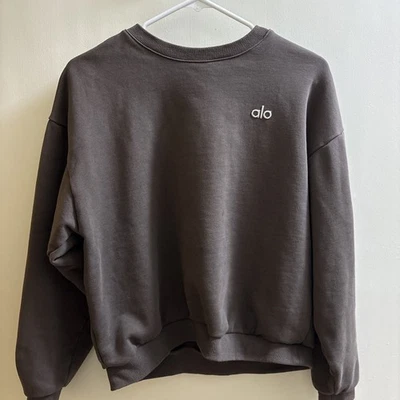 Alo Yoga Accolade Espresso Crew Neck Pullover Sweatshirt Size Medium - Image 1 of 4