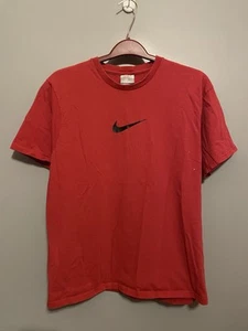 Vtg Y2k Nike T Shirt Silver Tag Men’s L Red Check Big Logo Center Swoosh (C340) - Picture 1 of 6