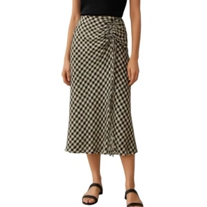 Lucy Paris Black & White Gingham Ruched Midi Skirt - USA Medium (EU 40) - Bild 1 von 7