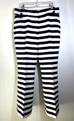 Halogen x Atlantic Pacific Sailor Pants Blue White Nautical Stripe Stretch Sz 16 - Image 1 of 4