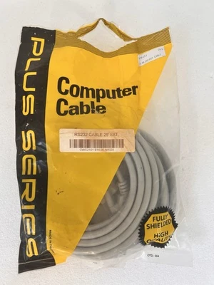 25Ft Serial or Parallel DB25 Male / Female Cable Straight Through RS232, Beige - Image 1 of 4