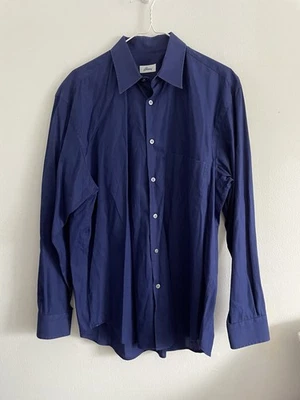 Brioni Shirt Mens Medium Blue Check Cotton Button up Dress Shirt Made In Italy - image 1 of 4