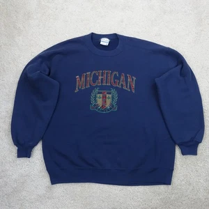 Sudadera de Colección Michigan Para Hombres XXL Cresta Gráfica Azul Marino Pullover Y2K Varsity - Imagen 1 de 10