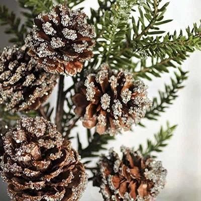 17" Iced Artificial Pinecone and Pine Decorative Floral Spray - Image 1 of 2