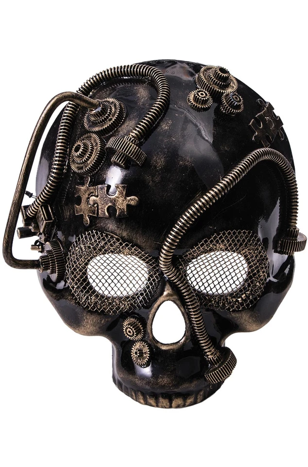 Adults Steampunk Industrial Age Robot Gold Skull Mask Costume Accessory