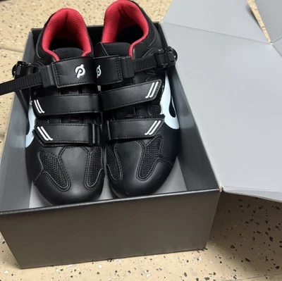 Zapatos de Ciclismo Peloton Talla 39 Mujer Talla 8 con Botines Negro/Rojo/Blanco NUEVO Foto 1 de 4