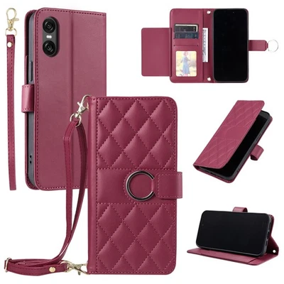 For Various Phone Crossbody 4 Card Slot Wallet Case Leather Bag Cover Flip Stand - Image 1 of 4