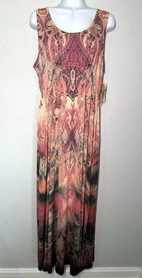NWT One World Live & Let Live Orange Maxi Dress Sleeveless Knit Stretch Size XL - Image 1 of 4