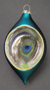 Weihnachtsschmuck Reflektor Stil mundgeblasenes Glas Pfauenfeder  - Bild 1 von 4