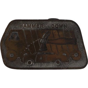 Hammer Down Cb Radio Trucker Semi Truck Driver Police Trucking Vtg Belt Buckle - Picture 1 of 6