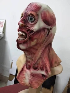 Halloween Realistische Horror Zombie Kopf Maske Kapuze Latex Dämon Teufel Vollkopfbedeckung - Bild 1 von 2