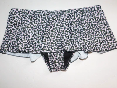 Womens Large 12 14 Swimsuit Swim Bottoms Black Floral Skirt - Image 1 of 4