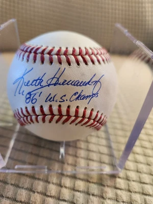 Béisbol firmado por Keith Hernández con inscripción de 86 campeones de la Serie Mundial Foto 1 de 2