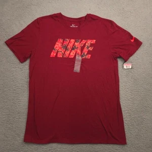 Nike Tee Uomo L Rossa Dri-Fit Maglia Atletica Mimetica Logo Swoosh Nuova con etichette - Foto 1 di 9