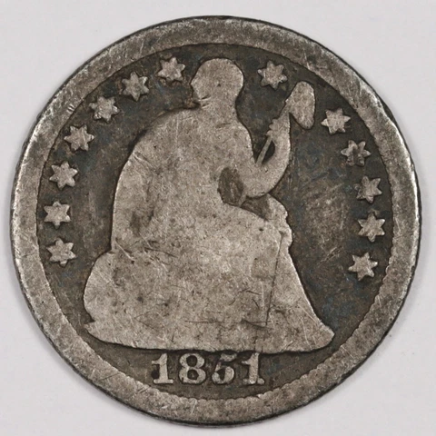 1851-o Liberty Seated Half Dime.  Natural Uncleaned.  G-VG.  179388 Cover