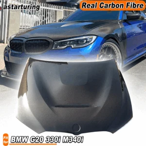Fit For BMW G20 330i M340i 2019-2022 REAL Carbon Bumper Engine Hood Bonnet Cover - Picture 1 of 11
