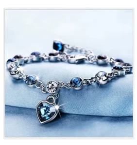 Blaues Kristall Herz Armband – Silberfarben, Charmant & Perfekt als Geschenk - Bild 1 von 4