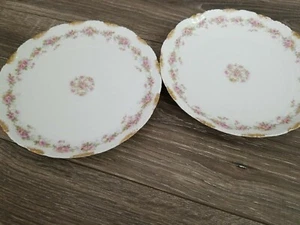 2 Theodore Haviland Limoges France Pink Floral Gold Trim Dessert Plates 7-1/2" - Picture 1 of 9