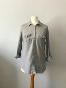 Topshop langärmliges geknöpftes Damenhemd Chambray Baumwolle Freizeit Büro Arbeit UK 8 - Bild 1 von 6