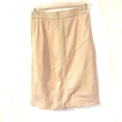 Falda Lápiz EREZ Vintage Cuero Beige Talla 4 Hasta la Rodilla Espalda Forrada con Cremallera Foto 1 de 4