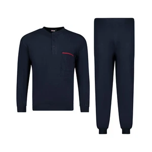 Pijama hombre pijama largo algodón cuello redondo botonadura talla grande 2XL-10XL - Imagen 1 de 3