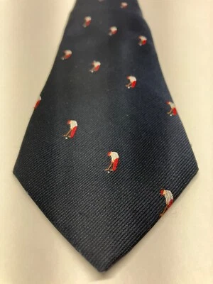 高尔夫领带 Ralph Marlin 蓝色带红色和白色高尔夫球手复古聚酯纤维 — 第 1/4 张图片